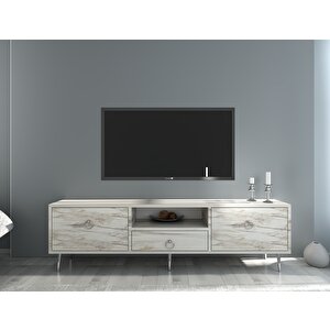 Drop Tv Ünitesi Efesmermer-Gümüş Gri Meşe