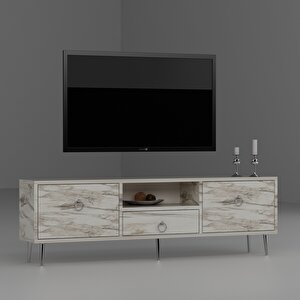 Drop Tv Ünitesi Efesmermer-Gümüş Gri Meşe