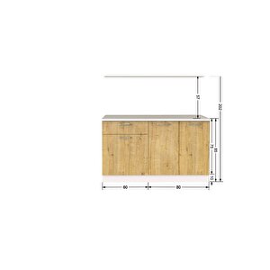 Ipek Alt Mutfak Dolabı140 Cm – Atlantik Çam – Tezgah Dahil Değil
