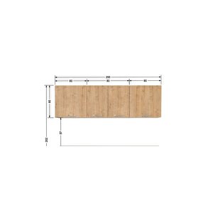 Piraye Üst Mutfak Dolabı 200 Cm -atlantik Çam