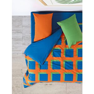 Popping Colors Çift Kişilik Lastikli Çarşaflı Nevresim Takımı Venus Mavi