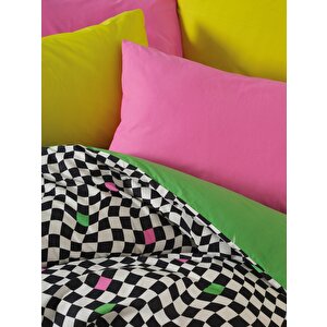 Popping Colors Çift Kişilik Lastikli Çarşaflı Nevresim Takımı Dazzle Yeşil