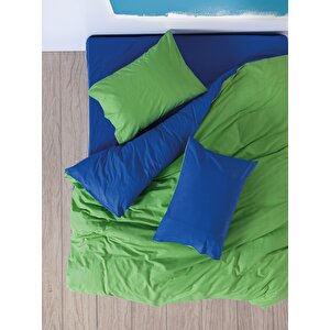 Popping Colors Çift Kişilik Lastikli Çarşaflı Nevresim Takımı Sage Yeşil-mavi