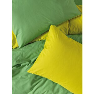 Popping Colors Çift Kişilik Lastikli Çarşaflı Nevresim Takımı Sage Sarı-yeşil