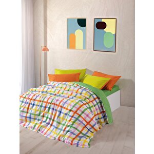 Popping Colors Çift Kişilik Lastikli Çarşaflı Nevresim Takımı Hype Yeşil
