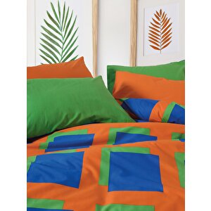  popping Colors Tek Kişilik Lastikli Çarşaflı Nevresim Takımı Venus Mavi