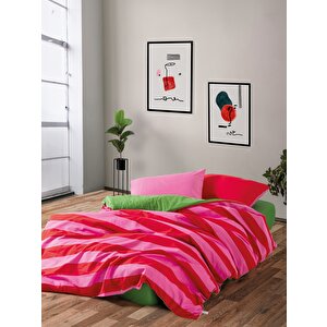  popping Colors Tek Kişilik Lastikli Çarşaflı Nevresim Takımı Cherie Yeşil