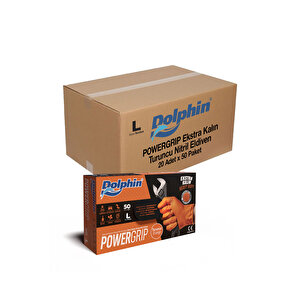 Powergrıp Ekstra Kalın Turuncu Nitril Eldiven (l) 50 Adet X 20 Paket (koli) L