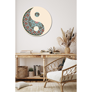 Üç Boyutlu Ahşap Mandala Yin Ve Yang Ev, Ofis, Kafe Duvar Dekoru