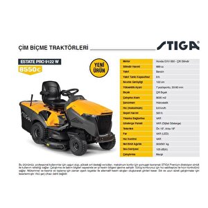 Stiga Estate Pro 9122 W Çim Biçme Traktörü Honda Gxv630 Motorlu