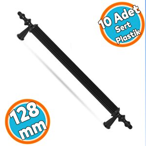 Sert Plastik Çekmece Mutfak Dolap Kapak Kulpu Kulbu 128 Mm Siyah Kulp (10 Adet)