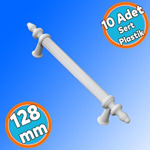 Sert Plastik Beyaz Çekmece Mobilya Mutfak Dolap Kulbu Kulpu Kulpları 128 Mm Kulp 10 Adet
