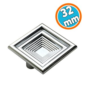 Çekmece Mutfak Kapak Dolap Kulpu Kulbu 32 Mm Krom Kare Sert Plastik Kulp