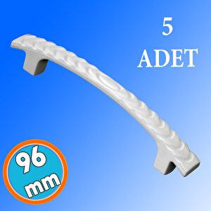 Sert Plastik Beyaz Çekmece Mobilya Mutfak Dolap Dolabı Kulbu Kulpu Kulpları 96 Mm Kulp 5 Adet
