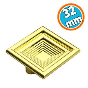 Çekmece Mutfak Kapak Dolap Kulpu Kulbu 32 Mm Gold Kare Sert Plastik Kulp