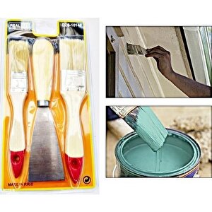3 Parça Kestirme Fırçası Ve Spatula Seti Doğal Kıl Ahşap Saplı Fırça Seti