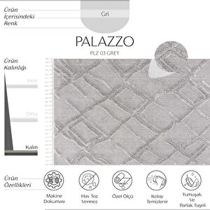 Palazzo 03 Gri Bukle Salon Halısı Mutfak Halısı Çocuk Odası Halısı Kesme Koridor Yolluk 120x180 cm