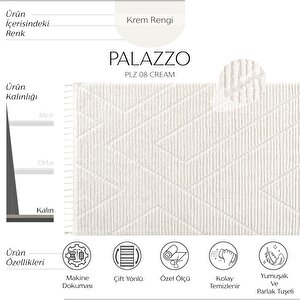 Palazzo 08 Krem Bukle Salon Halısı Mutfak Halısı Çocuk Odası Halısı Kesme Koridor Yolluk 100x150 cm
