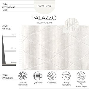 Palazzo 07 Krem Bukle Salon Halısı Mutfak Halısı Çocuk Odası Halısı Kesme Koridor Yolluk 80x200 cm