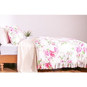 %100 Pamuklu Fırfırlı Süs Dikişli Lamus 240x220 Cm Battal Boy Nevresim Ve 2 Yastık Kılıfı