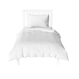 Yüzde Yüz Pamuklu Beyaz 160x220+50x70 Tek Kişilik Nevresim Ve Yastık Kılıfı Seti