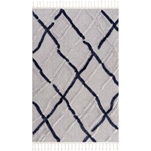 Palazzo 03 Gri Lacivert Bukle Salon Halısı Mutfak Halısı Çocuk Odası Halısı Kesme Yolluk 200x290 cm