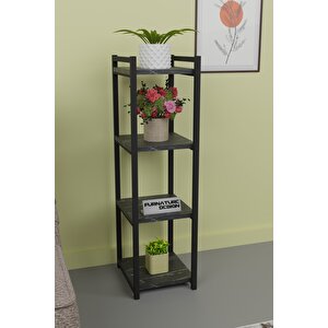 Metal Ahşap Dekoratif Çok Amaçlı Raf 4 Katlı Banyo Mutfak Rafı Çiçeklik Organizer - Bendir