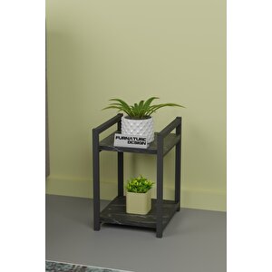 Metal Ahşap Dekoratif Çok Amaçlı Raf 2 Katlı Banyo Mutfak Rafı Çiçeklik Organizer - Bendir