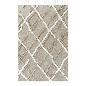 Palazzo 03 Bej Beyaz Salon Halısı Mutfak Halısı Çocuk Odası Halısı Kesme Koridor Yolluk 120x180 cm