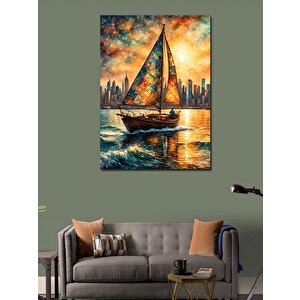 Kanvas Tablo Yağlı Boya Yelkenli Tekne 100x140 cm