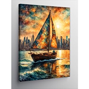 Kanvas Tablo Yağlı Boya Yelkenli Tekne 70x100 cm