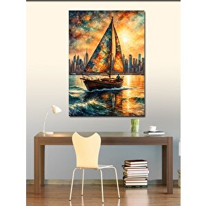 Kanvas Tablo Yağlı Boya Yelkenli Tekne 70x100 cm