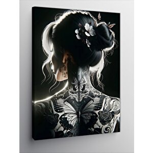 Kanvas Tablo Sırtı Dövmeli Japon Kadın 100x140 cm