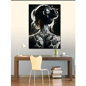 Kanvas Tablo Sırtı Dövmeli Japon Kadın 100x140 cm