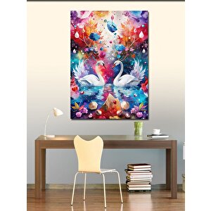 Kanvas Tablo Yağlı Boya Beyaz Kuğular 100x140 cm