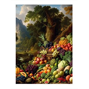 Yaz Sebzeleri Ve Meyveleri Tasarım Ahşap Tablo 35cm X50cm 35x50 cm