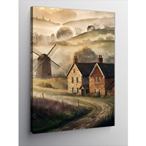 Kanvas Tablo Yel Değirmeni Ve Evler 70x100 cm