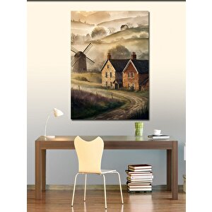 Kanvas Tablo Yel Değirmeni Ve Evler 70x100 cm