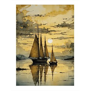 Yelkenli Tekneler Desenli Mdf Tablo 35cm X50cm 35x50 cm