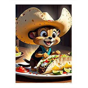 Taco Tako Yiyen Sevimli Sincap Mdf Poster 25cmx 35cm 25x35 cm
