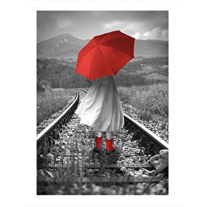 Tren Rayındaki Çocuk Desenli Mdf Tablo 25cmx 35cm 25x35 cm
