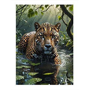 Sudaki Leopar Model Ahşap Tablo 25cmx 35cm 25x35 cm