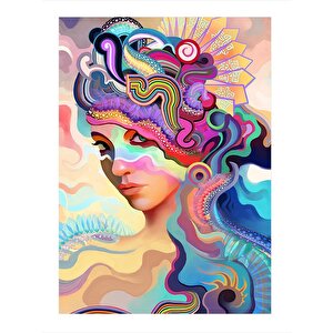 Soyut Yeşil Gözlü Kadın Mdf Poster 25cmx 35cm 25x35 cm