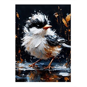 Sevimli Serçe Tasarım Ahşap Tablo 25cmx 35cm 25x35 cm