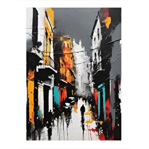 Yağlı Boyalı Sokak Tasarım Mdf Tablo 25cmx 35cm 25x35 cm