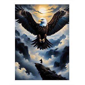 Uçan Kartal Desenli Ahşap Tablo 35cm X50cm 35x50 cm