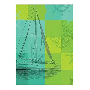 Yelkenli Tekne Tasarım Ahşap Tablo 25cmx 35cm 25x35 cm