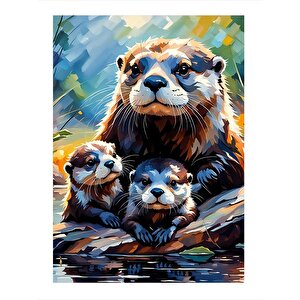 Su Samurları Desenli Mdf Tablo 25cmx 35cm 25x35 cm
