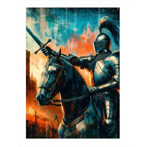 Şövalye Desenli Ahşap Tablo 35cm X50cm 35x50 cm