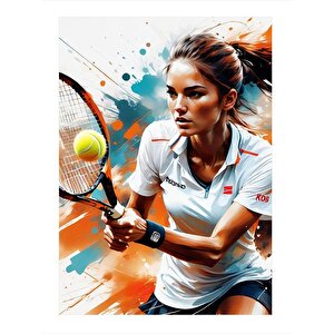Tenis Oynayan Kadın Hediyelik Mdf Tablo 25cmx 35cm 25x35 cm
